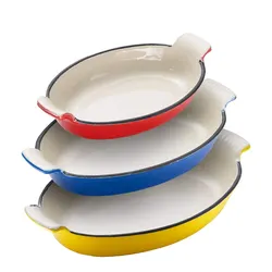 Pre-Seasoned Oval Cast Iron Enamel Fish Shaped Baking Dish Pan