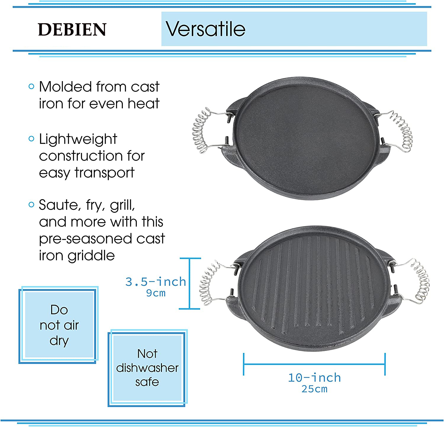 &lt;trp-post-container data-trp-post-id=&#039;189&#039;&gt;Home kitchen camping pre-seasoned 2-in-1 10 inch cast iron skillet griddle stovetop grill pan with spring handle&lt;/trp-post-container&gt;