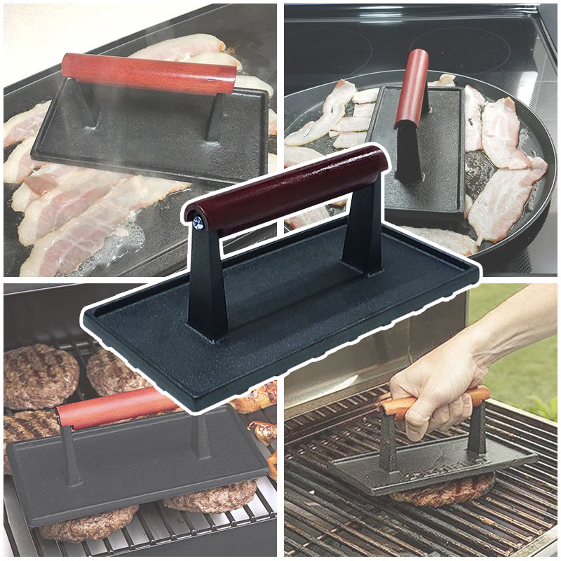 &lt;trp-post-container data-trp-post-id=&#039;178&#039;&gt;Premium BBQ Non Stick Rectangular Pre-seasoned Cast Iron Bacon Press Meat Patty Maker&lt;/trp-post-container&gt;