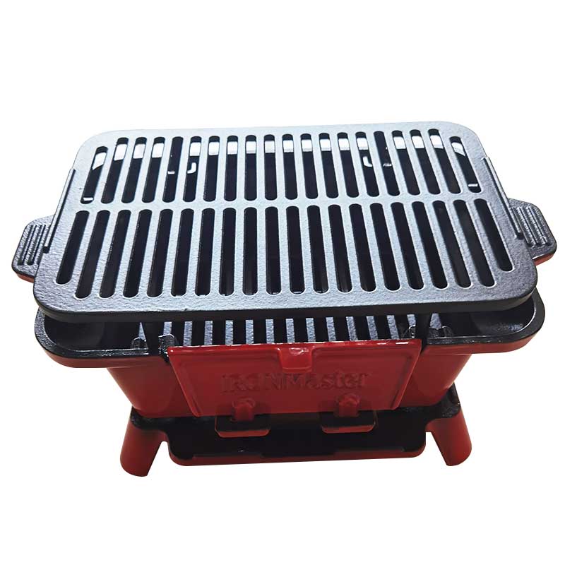 Cast Iron Camping Carbon Stove Outdoor Portable Rectangle Mini Family BBQ Grill