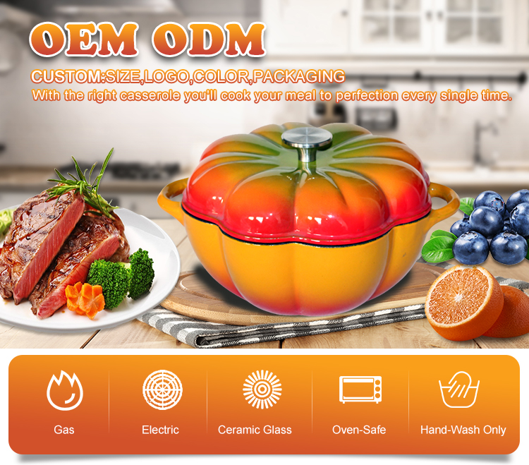 &lt;trp-post-container data-trp-post-id=&#039;138&#039;&gt;Hot selling High Quality Cast Iron Enamel Pot / Casserole With Pumpkin Shape&lt;/trp-post-container&gt;